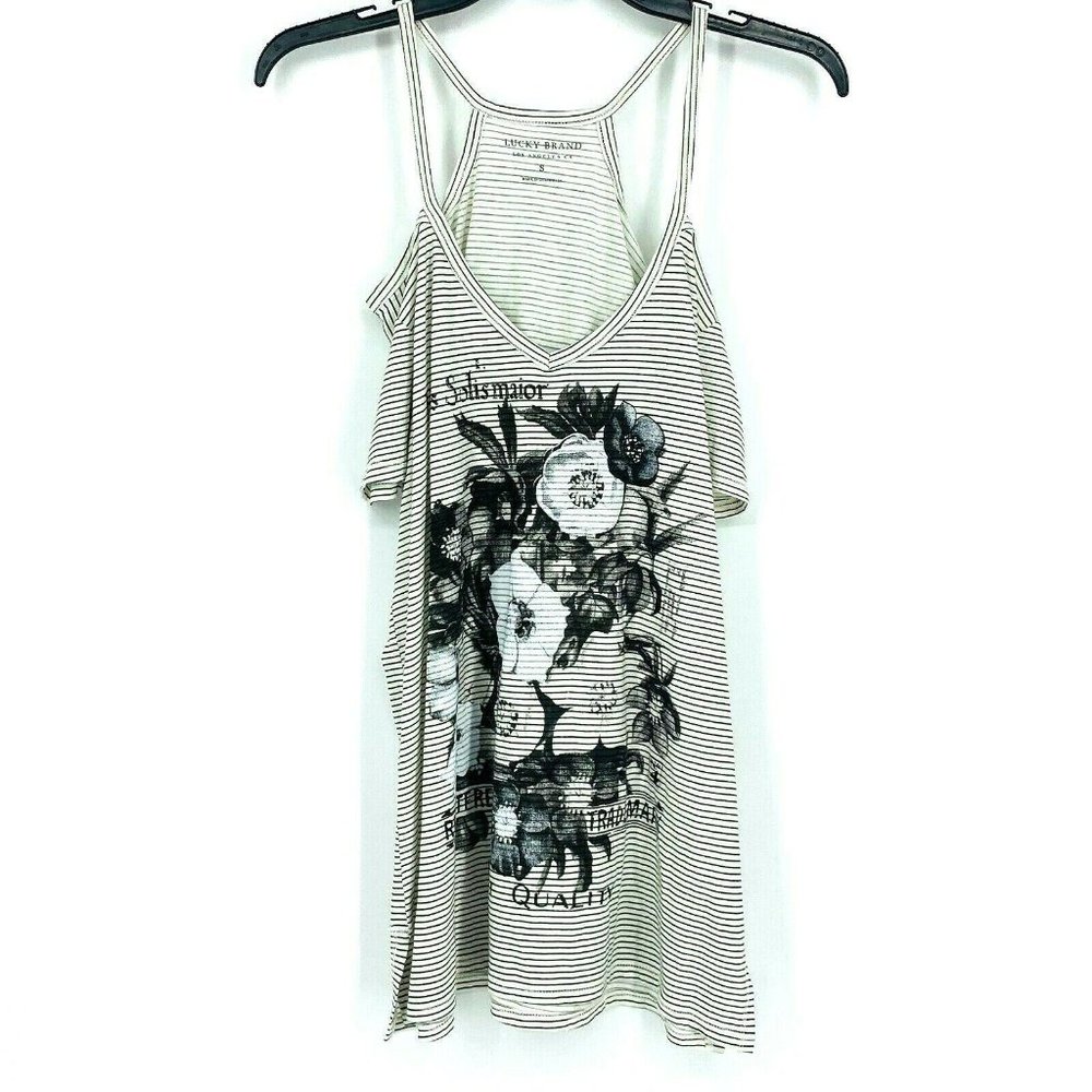 Lucky Brand Women Stripe Floral Graphic Shirt Top - Picture 3 of 6